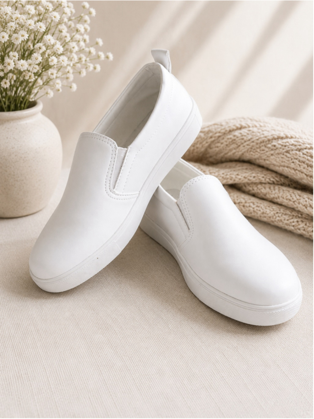 Women’s White Minimalist Slip-On Casual Sneakers – Size 6 (New) - Picture 5 of 6